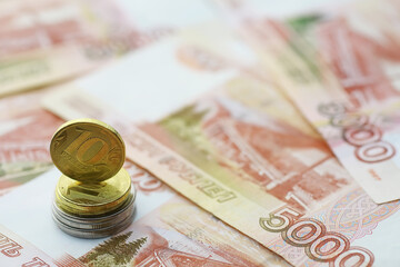 Russian banknotes and coins 