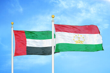 United Arab Emirates and Tajikistan two flags