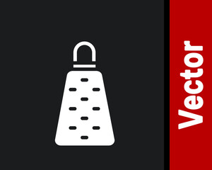 White Grater icon isolated on black background. Kitchen symbol. Cooking utensil. Cutlery sign. Vector.