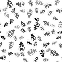 Black Ancient amphorae icon isolated seamless pattern on white background. Vector.
