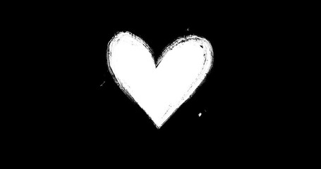 animation white heart beats on a black background drawn in chalk  for valentine's day - Powered by Adobe