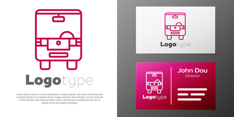 Logotype line Bus icon isolated on white background. Transportation concept. Bus tour transport sign. Tourism or public vehicle symbol. Logo design template element. Vector.