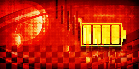 Battery icon summer sunburst sunny orange light banner background dark illustration