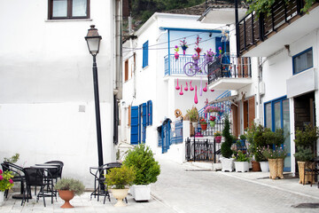 Obraz premium Beautiful street on Thassos Island, Greece