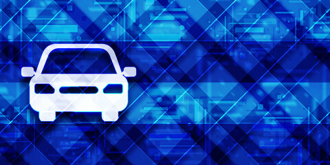 Car icon modern glassy blue banner background pattern illustration