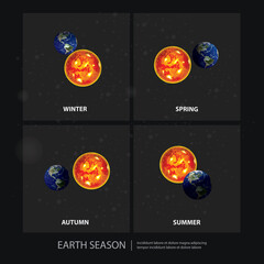 Earth Changing Season Vector Illustration