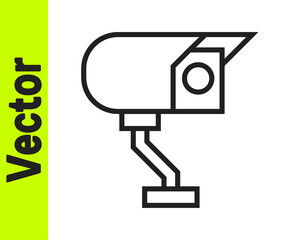 Black line Security camera icon isolated on white background. Vector.