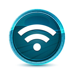 Wifi icon elegant glass blue round button vector design illustration
