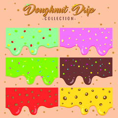 various flavor of doughnut drip vector design collection, can be use to make poster