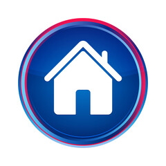 Home icon silky blue round button aqua design illustration