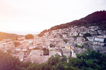 Fototapeta premium Traditional houses of Panagia, Thassos, Greece.