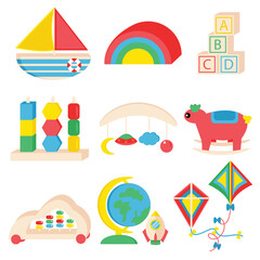 Colorful wooden toy flat vector