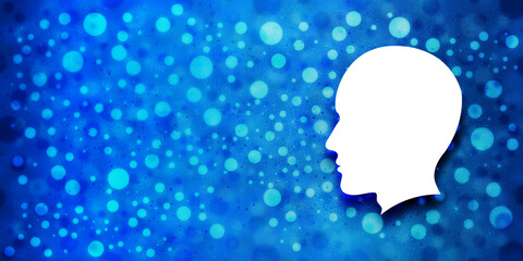 Head male face icon special glossy bokeh blue banner background glitter shine illustration