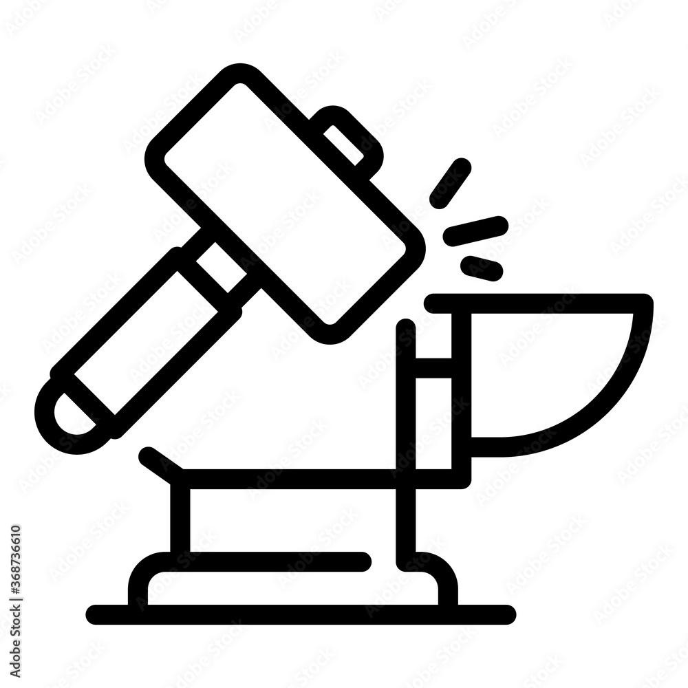 Poster sledgehammer on anvil icon. outline sledgehammer on anvil vector icon for web design isolated on whi