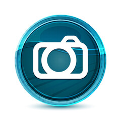 Camera icon elegant glass blue round button vector design illustration