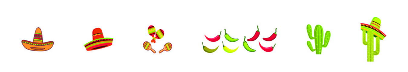 set of cinco de mayo element with various models. vector illustration