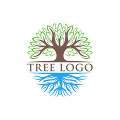 Fototapeta premium Tree Logo design vector illustration. Abstract Tree Logo vector in creative design concept for nature, agriculture and farm business. Tree Logo, icon, sign and symbol vector design illustration.