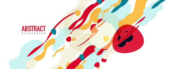 Trendy liquid style shapes abstract design, dynamic vector background for placards, brochures, posters, web landing pages, covers or banners