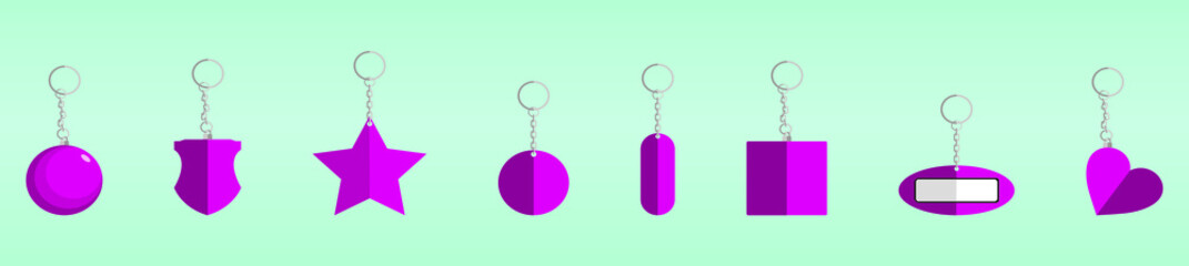 set of key chain icon with various models. vector illustration