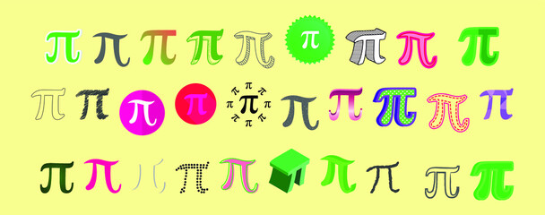 set of pi symbol with various models. vector illustration