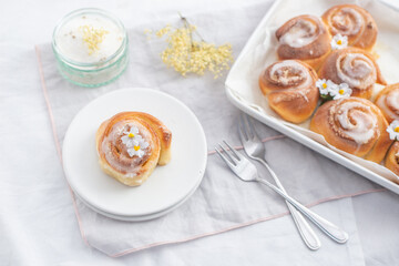 sweet home made elderflower lemon cinnamon rolls