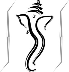 Ganesha Calligraphic Style Hand Drawn Design