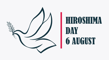 Fototapeta premium Hiroshima Day, 6 august, sketchy dove bird poster, illustration vector