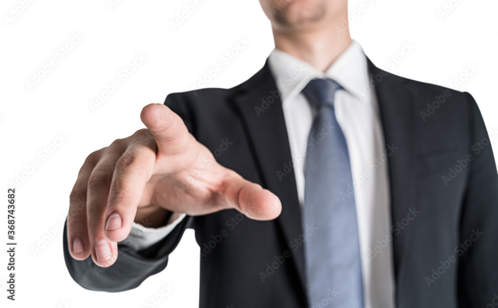 Poster unrecognizable man using virtual screen