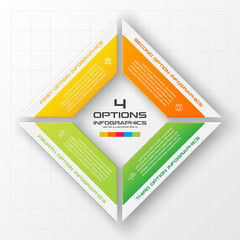 Business infographics template 4 steps with square,Element for design invitations,Vector illustration.