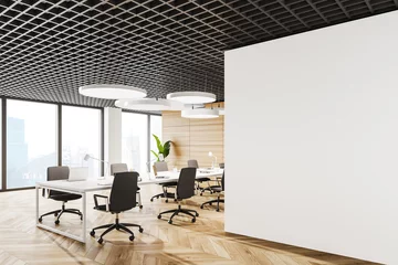 Foto op Plexiglas Witte open ruimte kantoorhoek met mock-up muur © ImageFlow