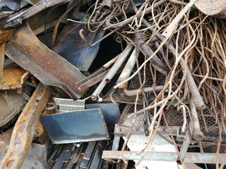 pile of old rusty metal parts