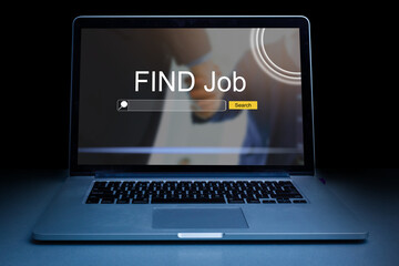 laptop Internet Online Job Search application Concept