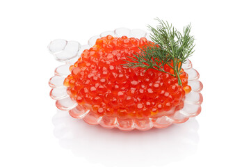 Caviar in a bowl . Close-up salmon caviar. Delicatessen. Gourmet food.