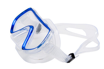 Equipment for snorkeling -  transparent diving mask isolated on white background