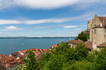 Meersburg, Germany - June 30, 2020: View over Meersburg and Lake Constance