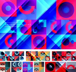 Set of neo memphis geometric patterns. Abstract backgrounds for covers, banners, flyers and posters and other templates