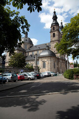 Obraz premium Der Dom zu Fulda und teilweise die St. Michael Kirche, Fulda, Hessen, Deutschland, Europa