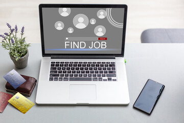 laptop Internet Online Job Search application Concept