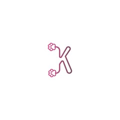Letter K logo design Dog footprints concept