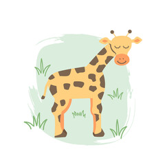 Cute colorful giraffe of cartoon style illustration isolated on light background, vector eps 10 illustration