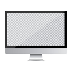 Computer screen transparancy view front isolated white background. Vector illustration