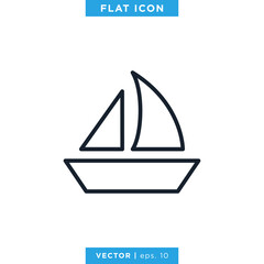 Sailboat Icon Vector Design Template.