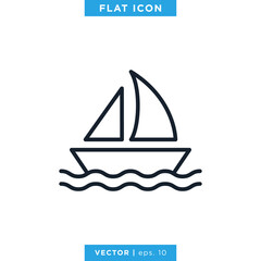 Sailboat Icon Vector Design Template.