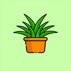 Flat design icon of house plants indoor and outdoor