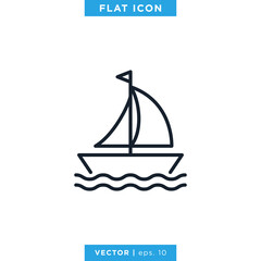 Sailboat Icon Vector Design Template.
