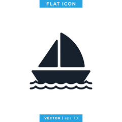 Sailboat Icon Vector Design Template.