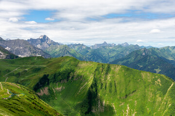 View over the mountains surrounding Fellhorn, Germany