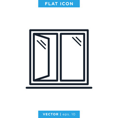 Window Icon Vector Logo Design Template. Editable Stroke