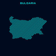 Obraz premium Bulgaria Striped Map Vector Design Template On Blue Background