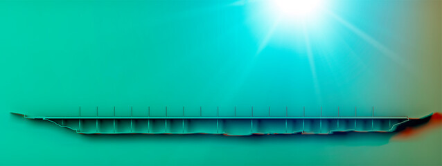 New project of the Genoa bridge, former Morandi bridge, section and silhouette of the Genoa San Giorgio Viaduct. Reconstruction of the bridge from the project by Renzo Piano. 3d render. Night time